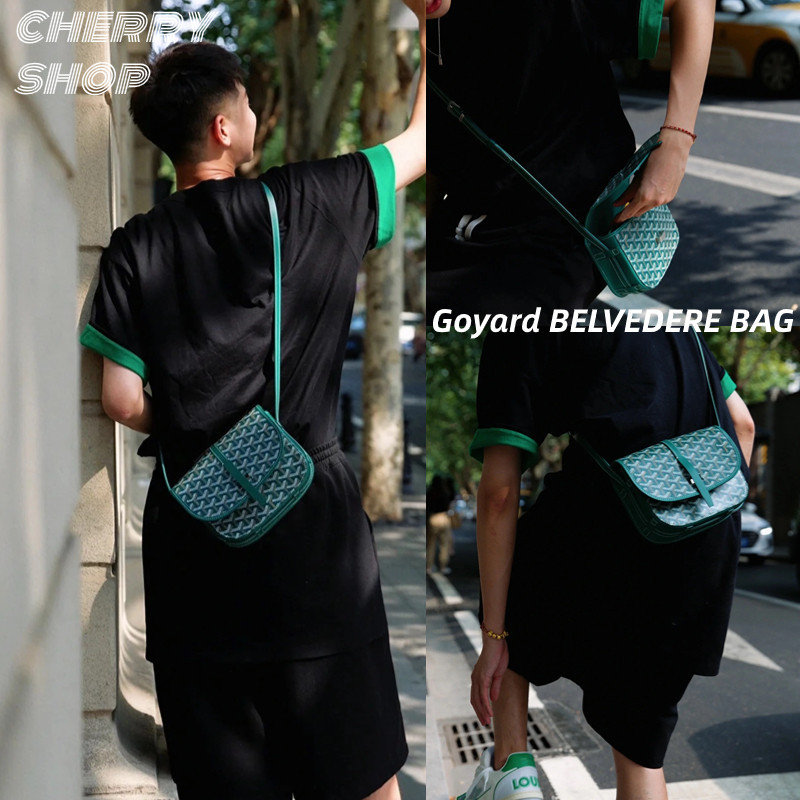 ♞โกย่า Goyard BELVEDERE SMALL BAG กระเป๋าสะพาย สไตล์เดียวกันสำหรับผู้ชายและผู้หญิง