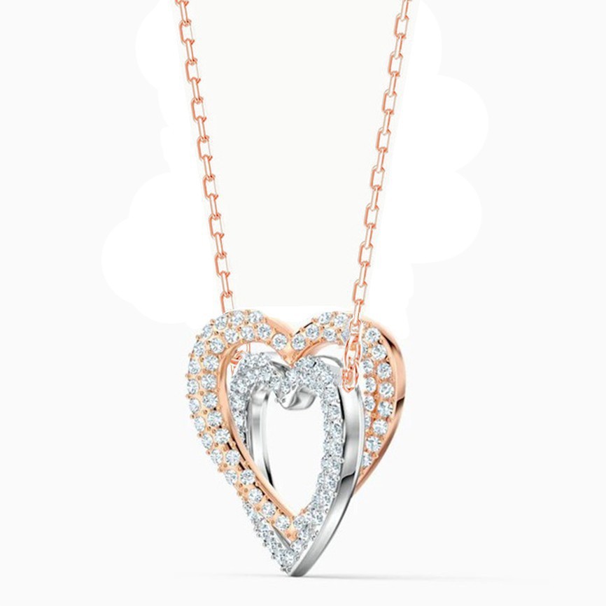 



 ♞,♘Swarovski สร้อยคอ Infinity Double Heart Necklace สวารอฟสกี้ สร้อยคอแฟชั่น เครื่องประดับแฟชั