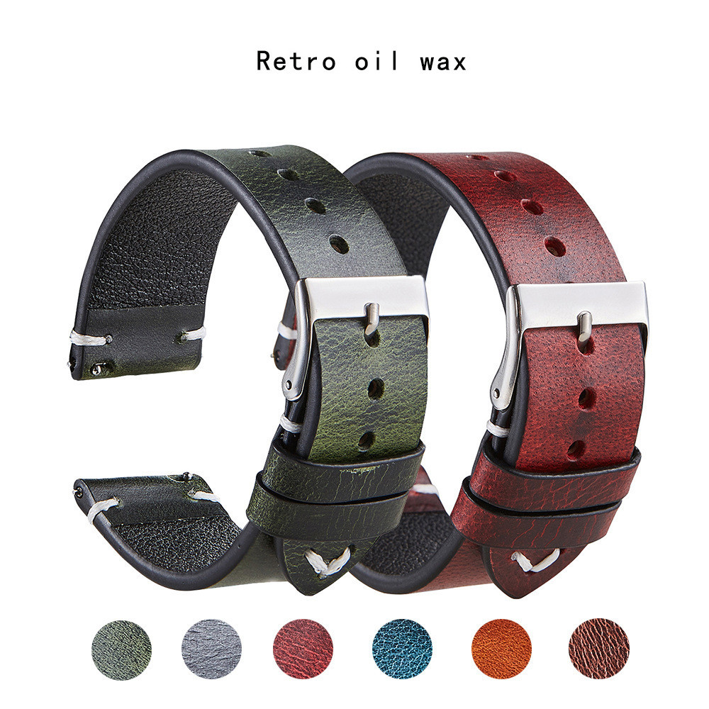20mm 22mm Vintage Genuine Leather Watch bands for Women Men Cowhide Watch Strap Watch Accessories R