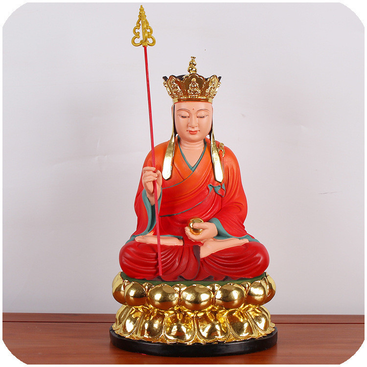 Painted Buddha statue of King Tibetan Bodhisattva in jinliandi, red clothes 121619 inch resin Buddha