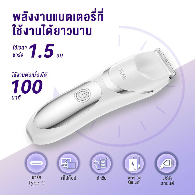 IPX7 ProofWater ANLAN For Women Balls Groin Pubic Shaver Electric Groomer Waterproof Hair Trimmer W