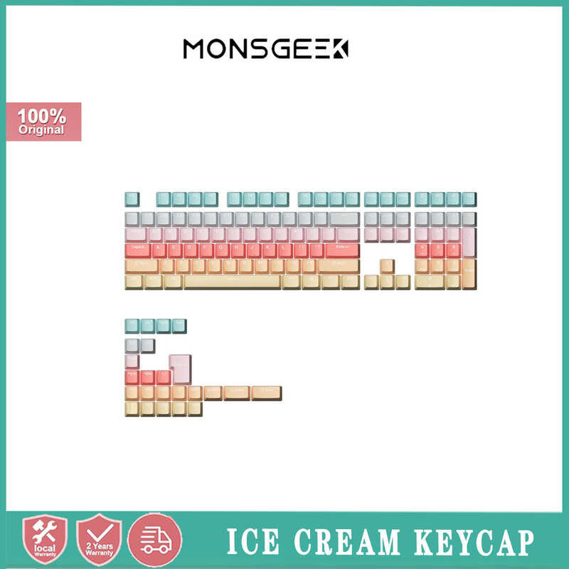 Rainbow/Ice Akko Monsgeek Cream Keycap Set 132-Key OEM Profile Full Keycaps PBT Double-shot Key Cap 