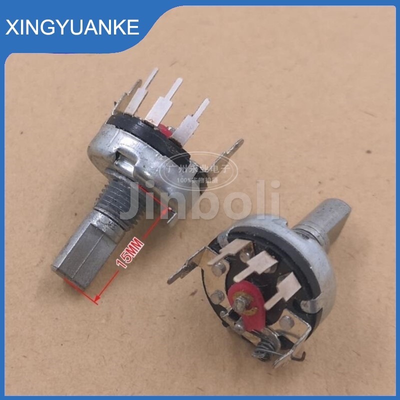 5PCS RV17 ประเภทเดี่ยวแนวตั้ง Potentiometer 5Pins Bent เท้าสวิทช์ B10K B103 ปรับความเร็วครึ่งเพลาความยาว 15 มม.