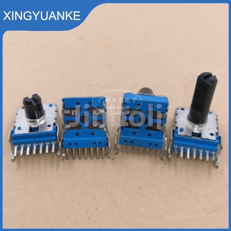 2PCS RK14 ประเภท 7Pins Double Potentiometer B50K C50K Midpoint Audio Volume Control Potentiometer ความยาวเพลา 8 มม./13 มม.