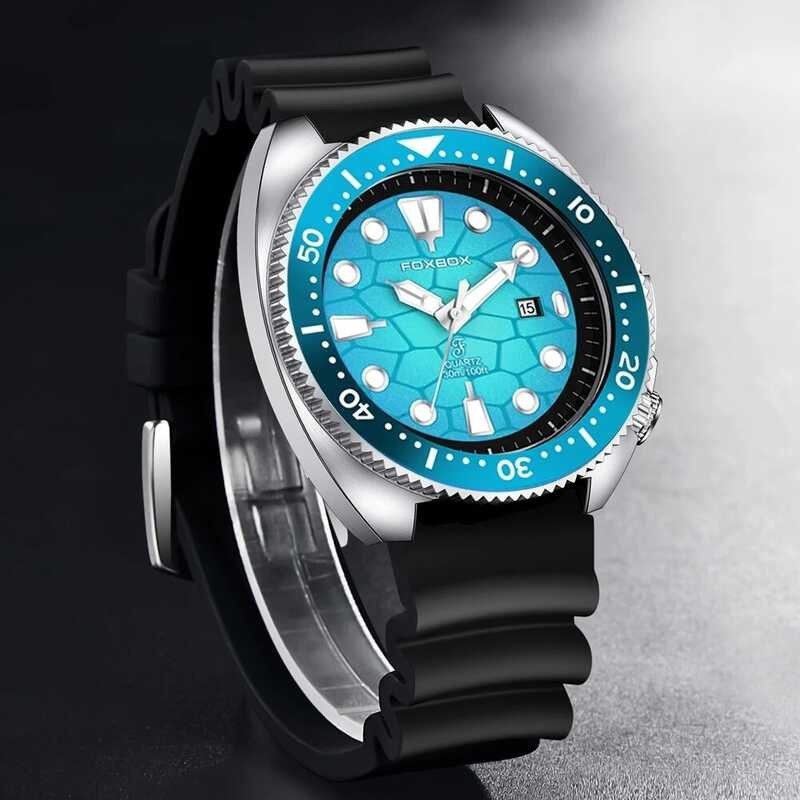 Men LIGE FOXBOX Fashion Silicone Strap 30m Waterproof Luminous Sport Watch Rotating Bezel Calendar