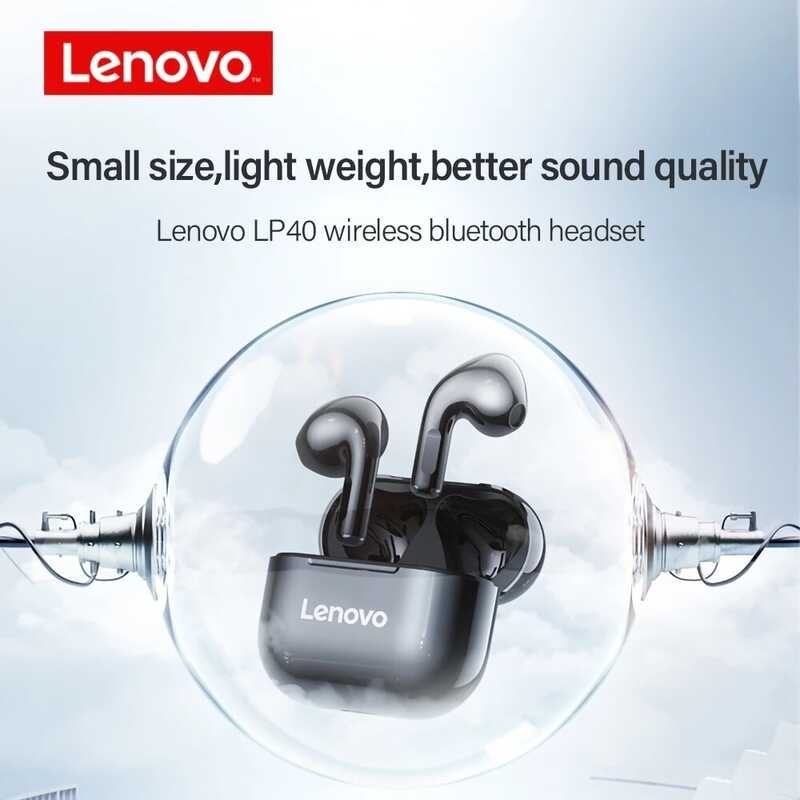 Original Lenovo Lp40 TWS Brand Quality Mini Wireless Earbuds Sports Gaming Bluetooth Headset With M