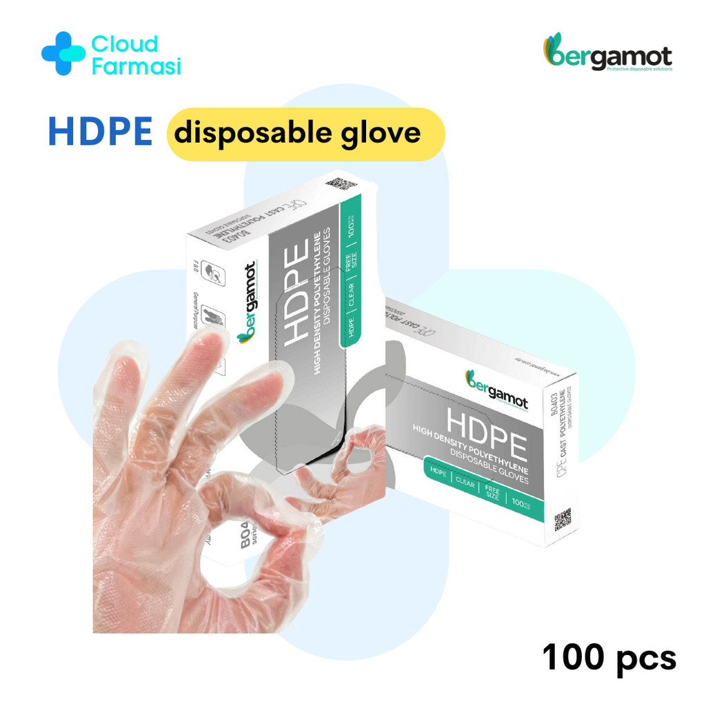 B0405 HDPE High-Density Polyethylene ถุงมือพลาสติกแบบใช้แล้วทิ้ง - 100s