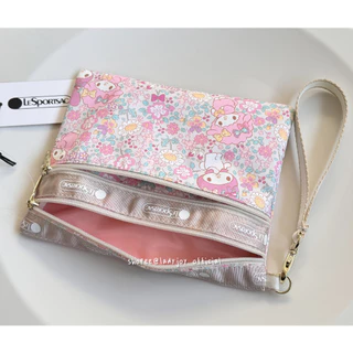 Japan Melody Hand Strap Bag Two Zipper กระเป ๋ าเครื ่ องสําอางกระเป ๋ าใส ่ เหรียญกระเป ๋ าโทรศัพท ์ มือถือ