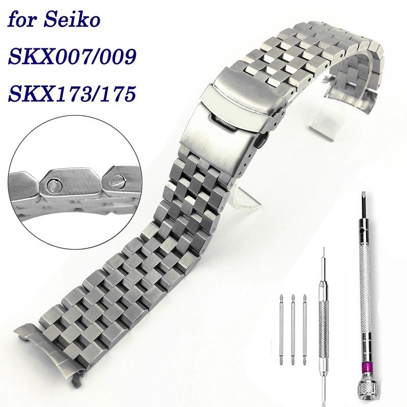 สายนาฬิกาข้อมือสเตนเลส 316L ทรงโค้ง สําหรับ Seiko SKX007 SKX009 SKX173 SKX175 20 มม. 22 มม.
