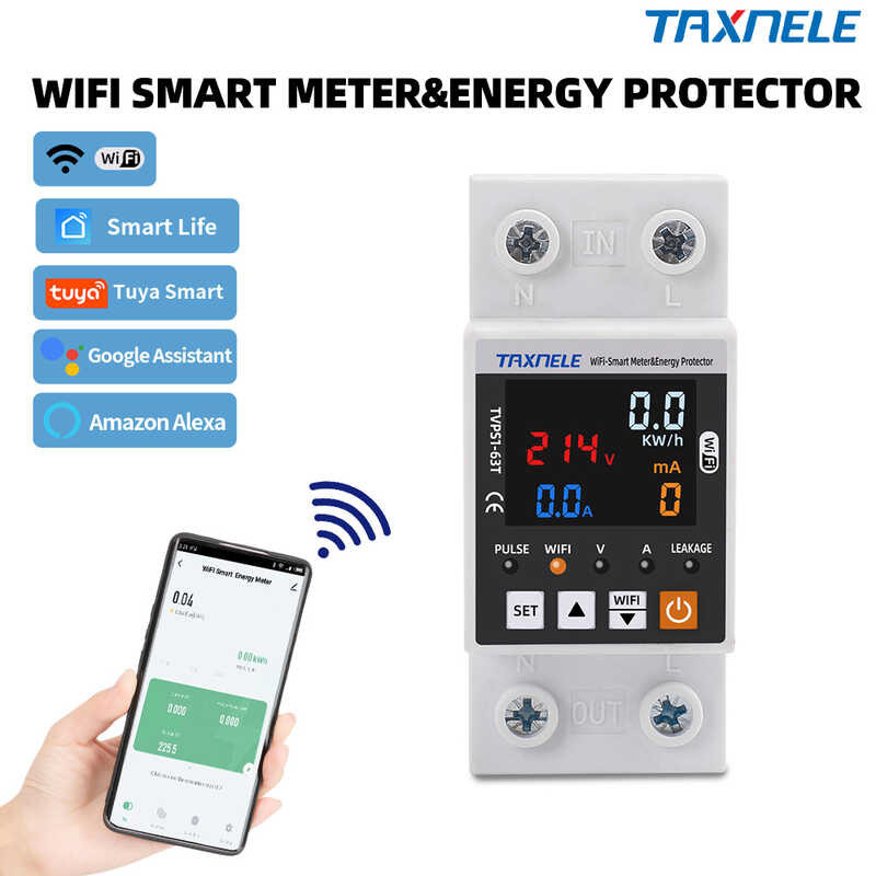 ตัวป้องกันไฟรั่ว63A Smartlife Tuya ไร้สาย, ตัวป้องกันแรงดันไ