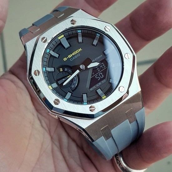 Classic Casio GA2100/GA2110/GAB2100 Farm Oak Modified Stainless Steel Strap Case gshock