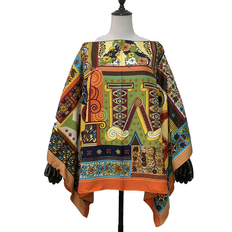 ➧ ไทยนิยมหลายสีหลวม Batwing ผ้าไหม Kaftan ผู้หญิงเสื้อ Dashiki