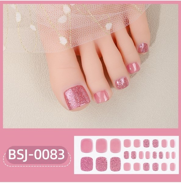 สีแดงglitter Semi Cured Toenail Wraps 32Tipsแฟชั่นสีFull Coverเท้าเล็บเจลสติกเกอร์UV Wraps DIY UVเล็บ