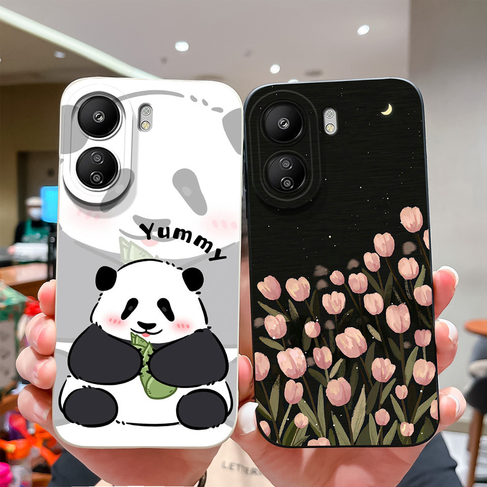 กรณีสําหรับxiaomi Redmi 13C 4G 5G 13R 13 หมายเหตุ 13RกรณีสวยTulip Panda Shellซิลิโคนนุ่มฝาครอบโทรศัพท์สําหรับRedmi13C 5G Redmi13 R Note13RปลอกCapaกันชน