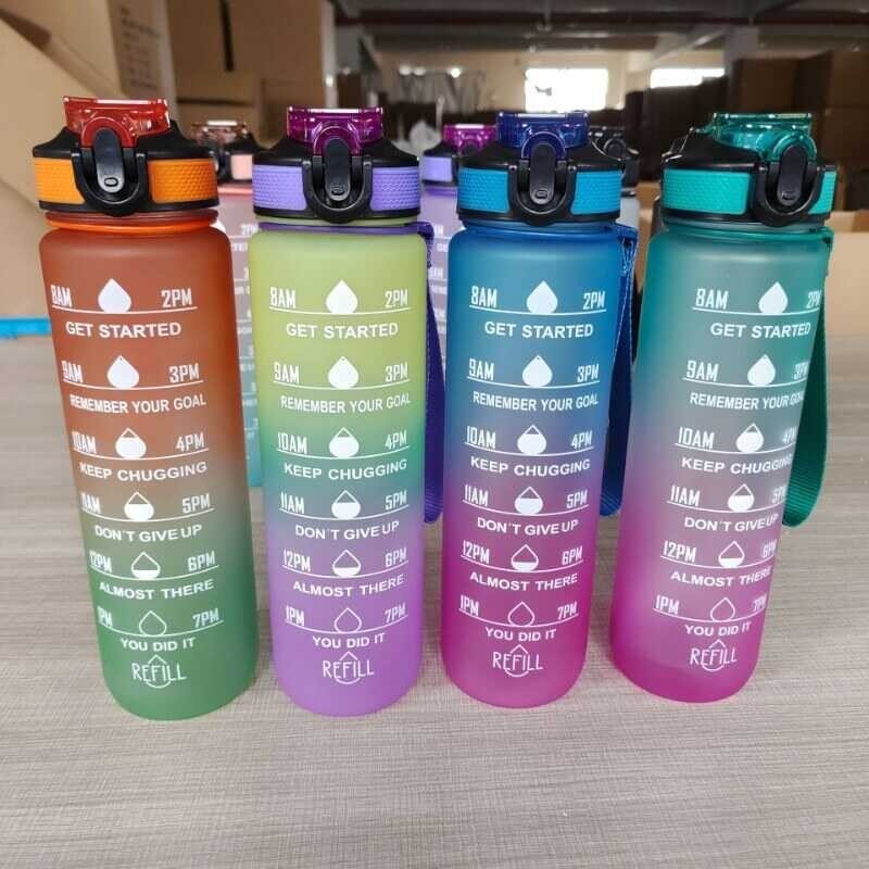 Liter 【hot】 1 Water MotivationalWater Bottle Leakproof Drinking Bottles OutdoorGymJugs For Kitche Mo