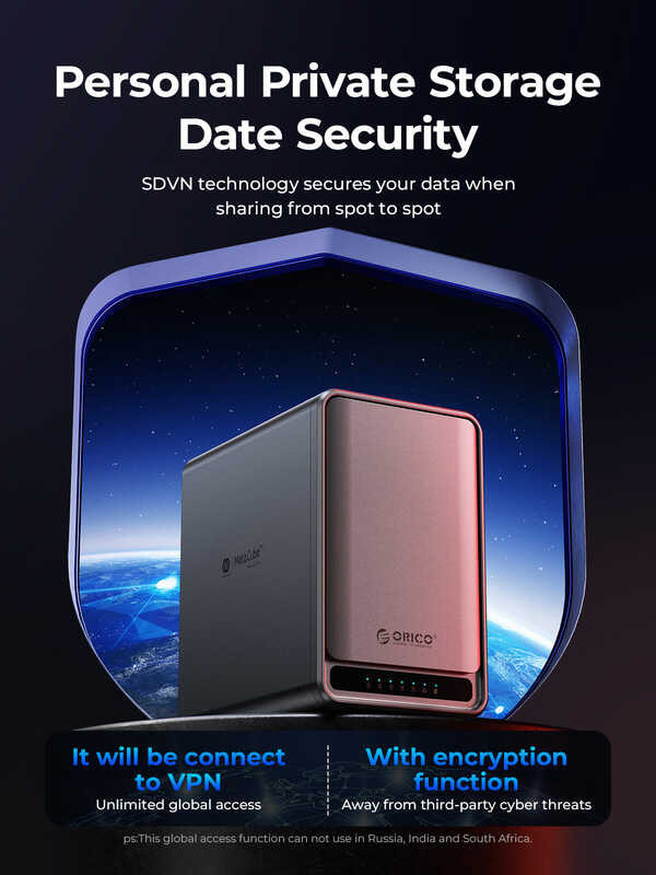 Household ORICO MetaCube Storage 2 Bay Type-C 2.5 3.5" HDD/SSD Dual-bay NAS Automatic Backup Remote 