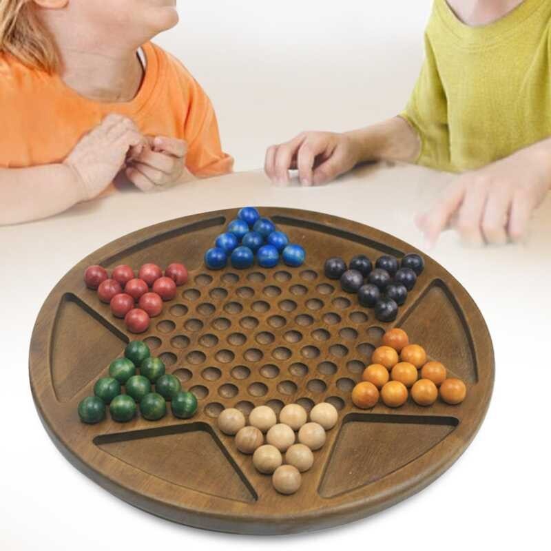 Chinese Checkers koolsoo Set 60 Wood Marbles, Handmade Holiday Gifts, 13.78 Inches, Xmas Present, B