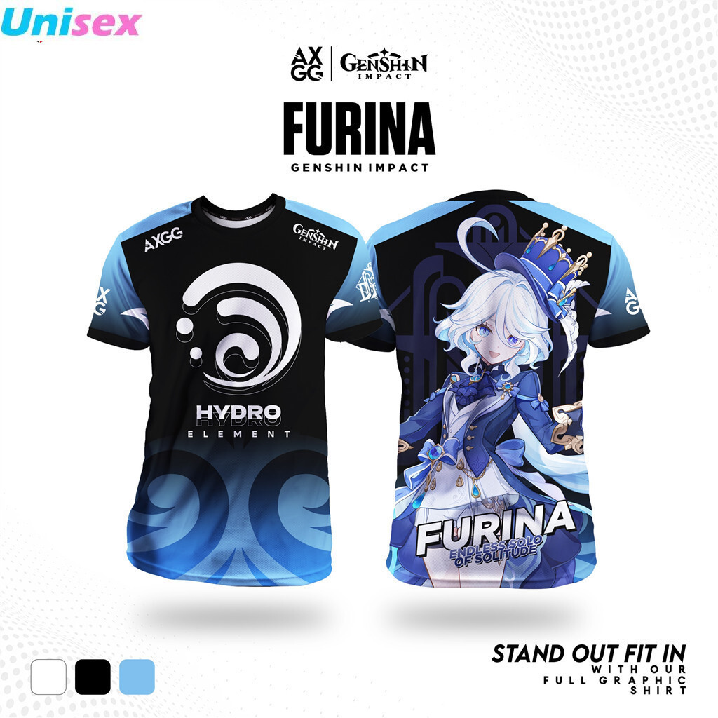 Axgg Genshin Impact Elements Navia Furina Neuvillette Wriothesley Neutral Anime Elements ผู้ชายผู้หญิง Jersey