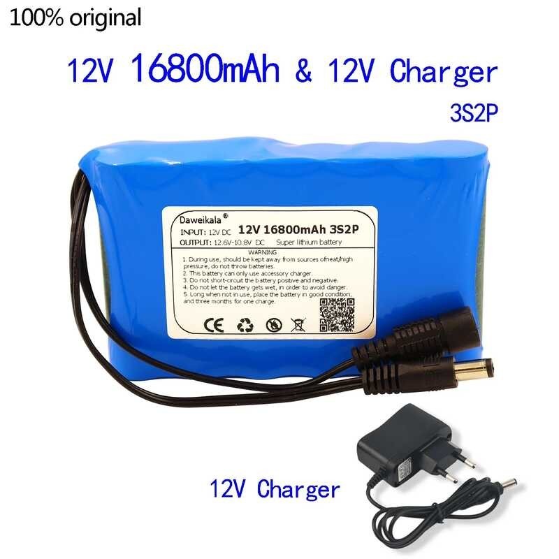 แบตเตอรี่18650 12V 16800Mah 18650ชาร์จได้12.6V PCB แผงป้องกันแบตเตอรี่ลิเธียม12.6V ชาร์จ1a