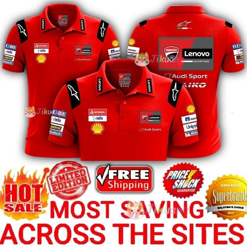 Super Premium Ducati Corse Moto GP Racing เสื้อโปโลเสื้อกันหนาวผู้ชายแขนสั้น
