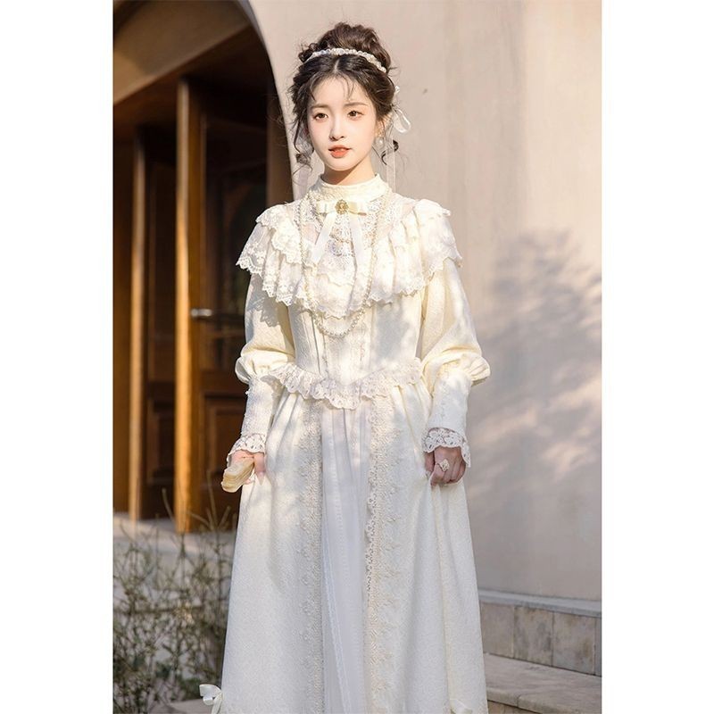 【พร้อมส่ง】ชุดงานบวช ชุดไปวัด ชุดเดรสลูกไม้ ใส่ออกงานบุญ งานบวช งานแต่ง ชุดกระโปรงผู้หญิง สวย