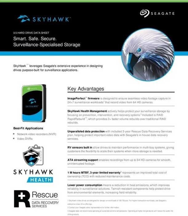 Skyhawk Seagate CCTV Internal Hard Disk Drive 1Tb 2Tb 3Tb 4Tb 6Tb HDD