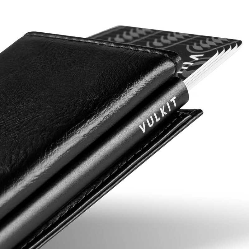 VC203 VULKIT - Back Zipper Slot, Magnetic Strip Closure Tri-fold Wallet Trifold