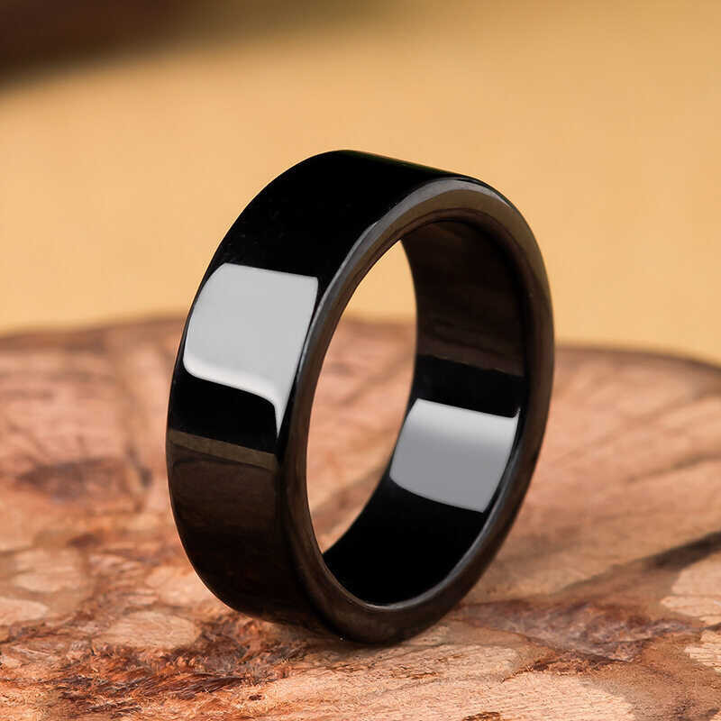 Style TIMESWIND Ethnic Natural Jade Black Simple Men Ring with Certificate Y1R