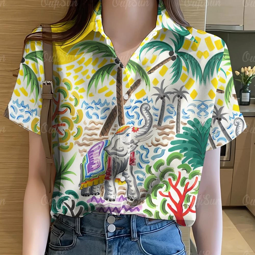 เสื้อเชิ้ตแขนสั้นพิมพ์ลายดอกไม้ สไตล์ฮาวาย thumbnail 5