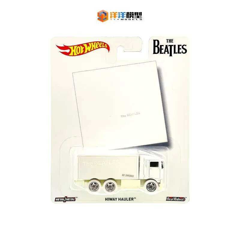 ❤️ ❤️ ล้อร้อน 1:64 Hiway Hauler ฐานเหล็กยางยาง Beatles หกล้อรถบรรทุกสีขาวขนาดใหญ่คอลเลกชัน Die