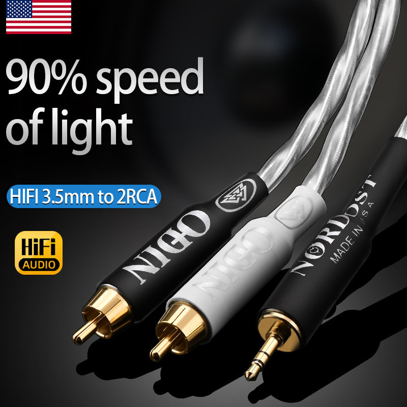 Odin HiFi 3.5 ถึง 2RCA สายเงินแท ้ Aux 3.5 มม.แจ ็ ค RCA ชาย Splitter Y สายสัญญาณเสียงสําหรับเครื ่ องขยายเสียงโฮมเธียเตอร ์ ลําโพง ราคา ถูกที่สุด ดีลบีเคเค แกลเลอรีภาพที่ 4