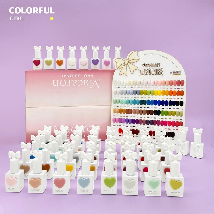 【พร้อมส่ง】58สี ฟรีชาร์ตสี เบส ท๊อป สีเจล15ml. Sansu 3.0 รุ่น MACARON สีเจลฝาโบว์ สีเจล ยกเซต เซตสีเ