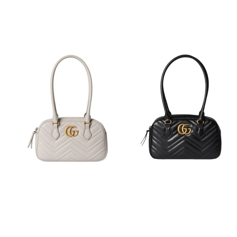 ♞GUCCI GG MARMONT SMALL TOP HANDLE BAG zipper closure/กระเป๋าถือ/ผู้หญิง/สีดำ/สีขาว