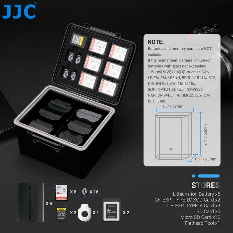 ➧ JJC 6 Slots Batter Case Box Fits Np-Fz100 Batte For Sony A7 A7iv A7iii A7r IV A7s III A6600 Vg- iv