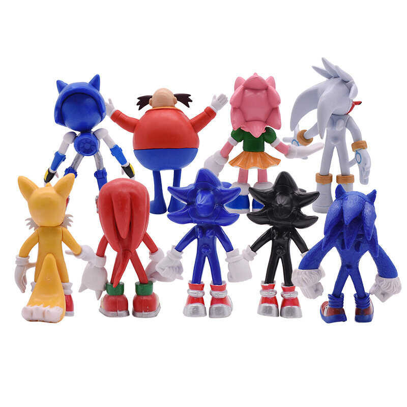 9pcs/set  9-12cm Anime Action Figure Pvc Toy Sonic Shadow Tails Characters Figure Toys For Children 