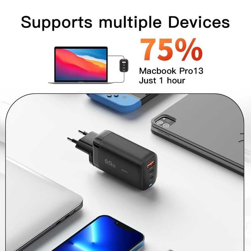 ❤ Essager 65W Gan USB Type C ที่ชาร์จไฟสำหรับแล็ปท็อป PPS 45W 25W Pd3.0 Q