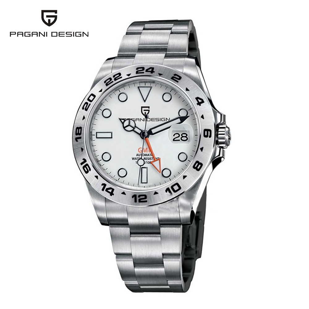 Pagani DESIGN นาฬิกาข้อมืออัตโนมัติ GMT สายแซฟไฟร์ สเตนเลส 42 มม. กันน้ํา สําหรับผู้ชาย