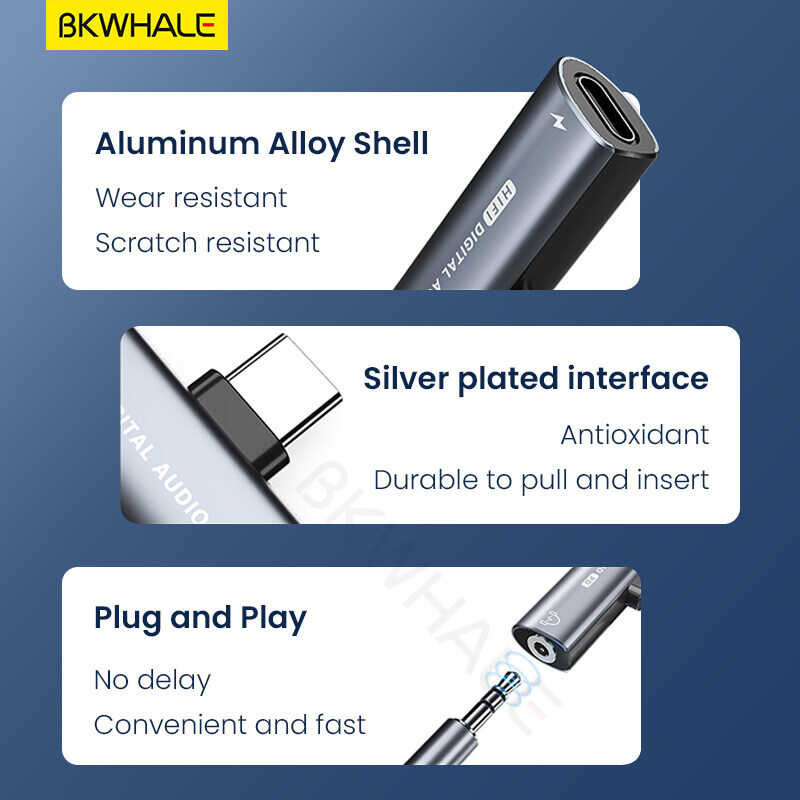 ❤ BKWHALE T63 2 In1 Type-C To 3.5Mm Jack Audio Adapter PD 27W อะแดปเตอร์ชาร์จเร