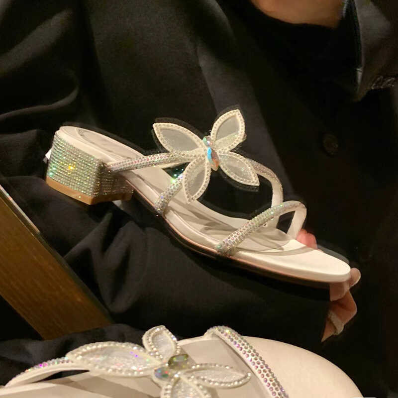 ♎ ♎ ♎ ♎ ♎ ♎ [Sheii Suyin] ~ ซูเปอร์สวยผีเสื้อ Rhinestone รองเท้าแต