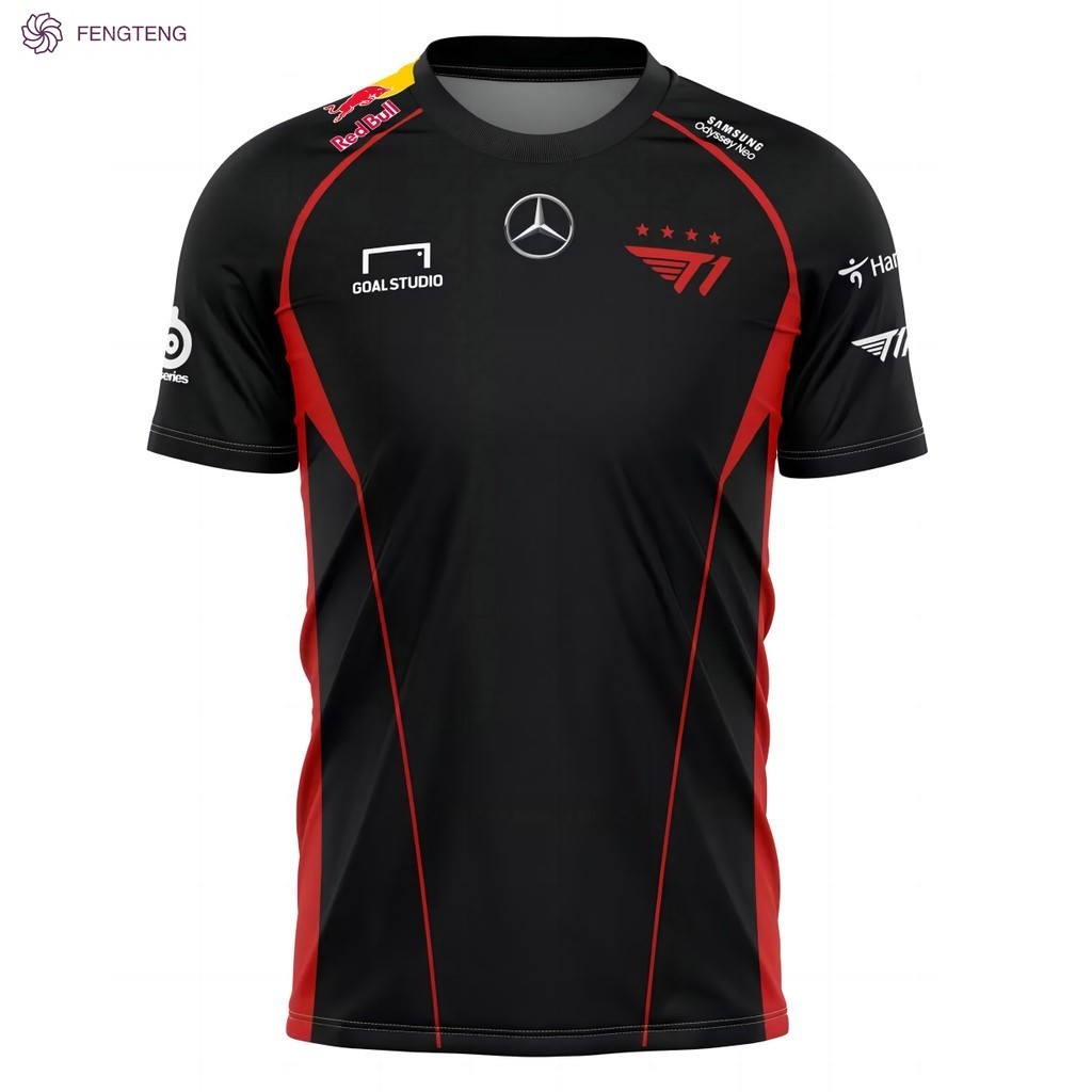 เสื้อกีฬาแขนสั้น ลายทีม LCK 2024 T1 Keria Gumausi Oner Zues SKT T1 Esports สําหรับผู้ชาย

