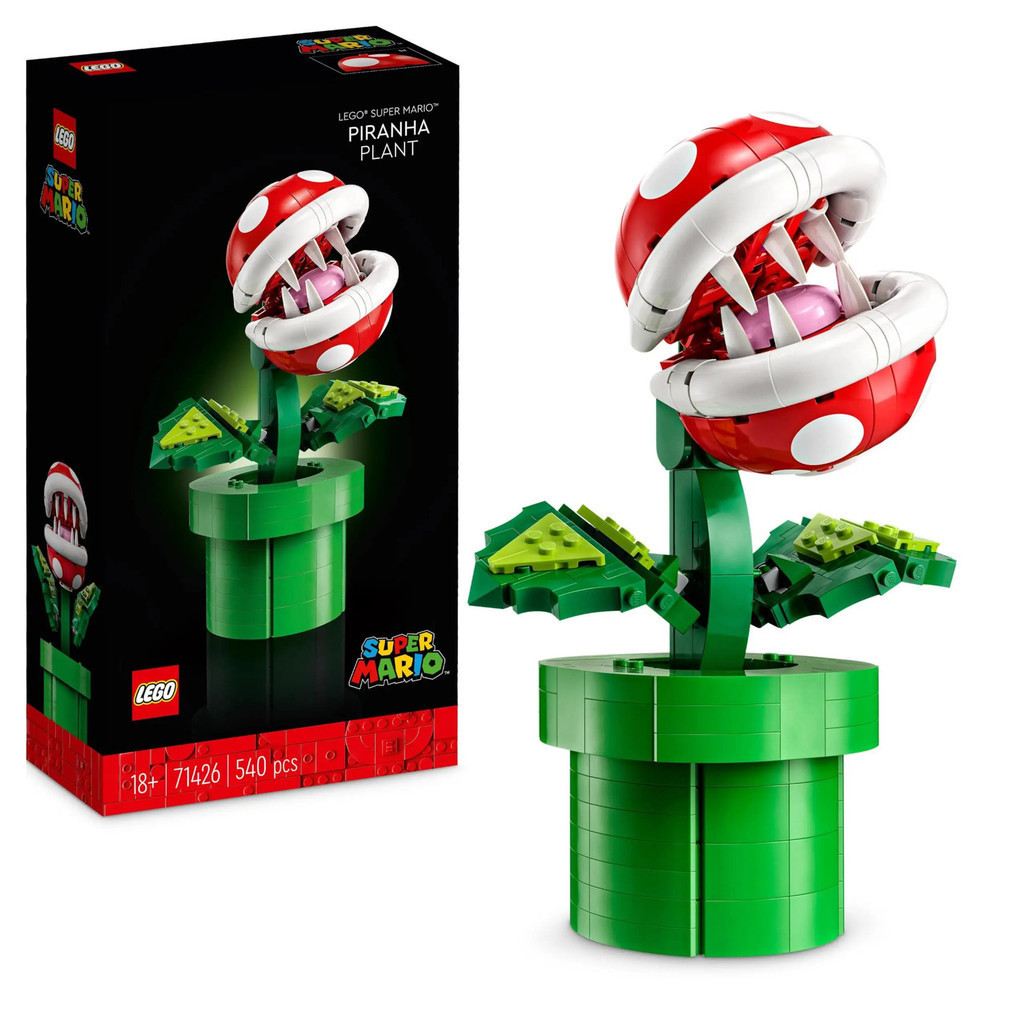 LEGO 71426 Super Mario Piranha Plant Set Movable Figure with Whistle and 2 Coin Elements Model Kit f