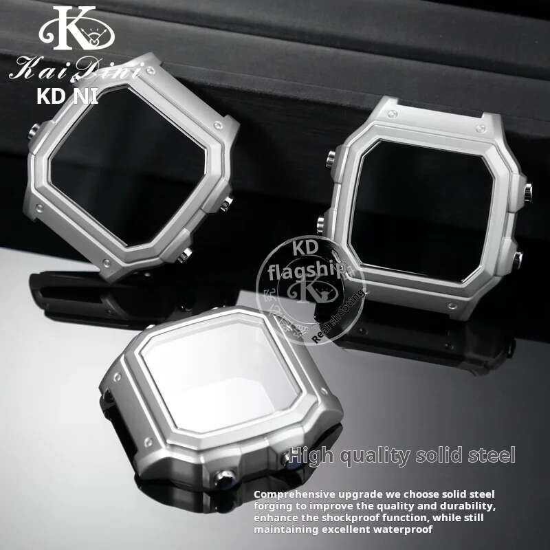 ▥ สําหรับ Ae1200 Case Mod Kit ดัดแปลงโลหะ Ae-1200 Bezel แก้วสายแหวนชุดสแตนเลส Watchband สายหนัง