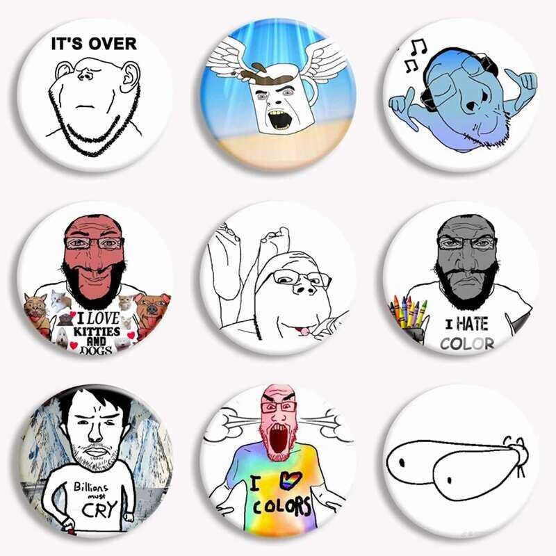 ปุ่มพินยิ้ม Wojak แบบนุ่มนวล สำหรับกระเป๋าหรือของขวัญเพื่อน สไตล์ตลกและอบอุ่นใจ