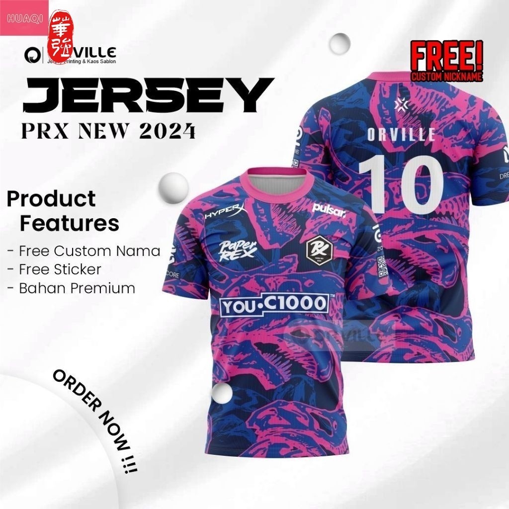 Free Custom ชื่อและหมายเลขJersey PRX PAPER REX ใหม่ 2024 24/25 SG/KR ฟรี NICKNAME, หมายเลข, และสติกเ