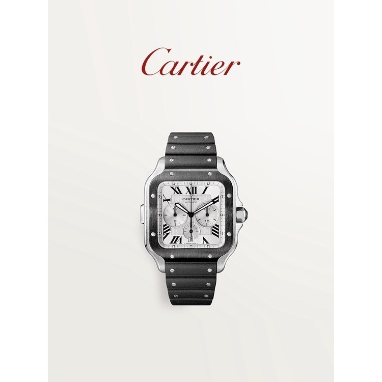 ♞Santos Cartier Santos นาฬิกาข้อมือ สายคาร์บอน Adlc