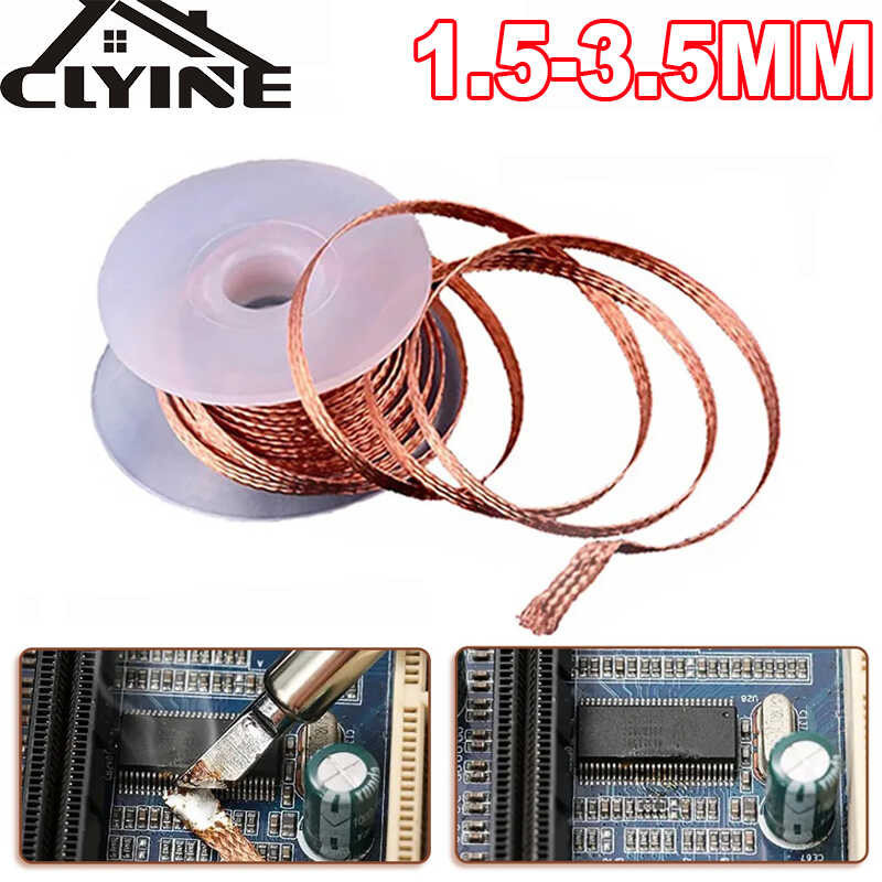 1.5-3.5Mm Desoldering Mesh Braid Tape Copper Welding Point Solder Remover Wire Wick Tin Lead Cord Flux For Soldering