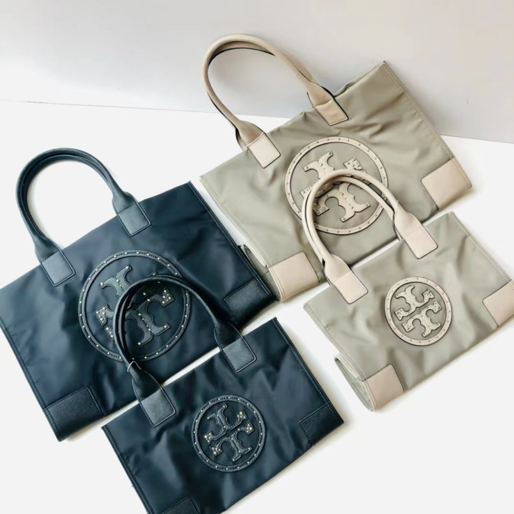 【Hot Sales】Tory Burch Ladys Most Welcome Ella Series Studded Nylon Small / Large Size Tote Bag