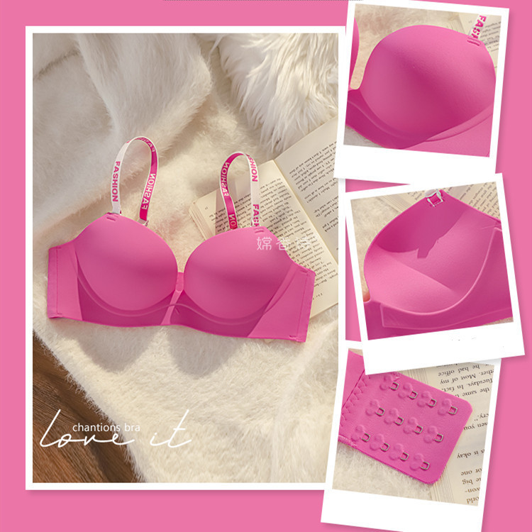 รูปแบบใหม่Sexy Letter strap ผู้หญิง Push Up ชุดชั้นในไม่มีรอยต่อนุ่มหนาฟองน้ําชุดชั้นในเยาวชนสาวไร้สาย Bra หญิง Bralette