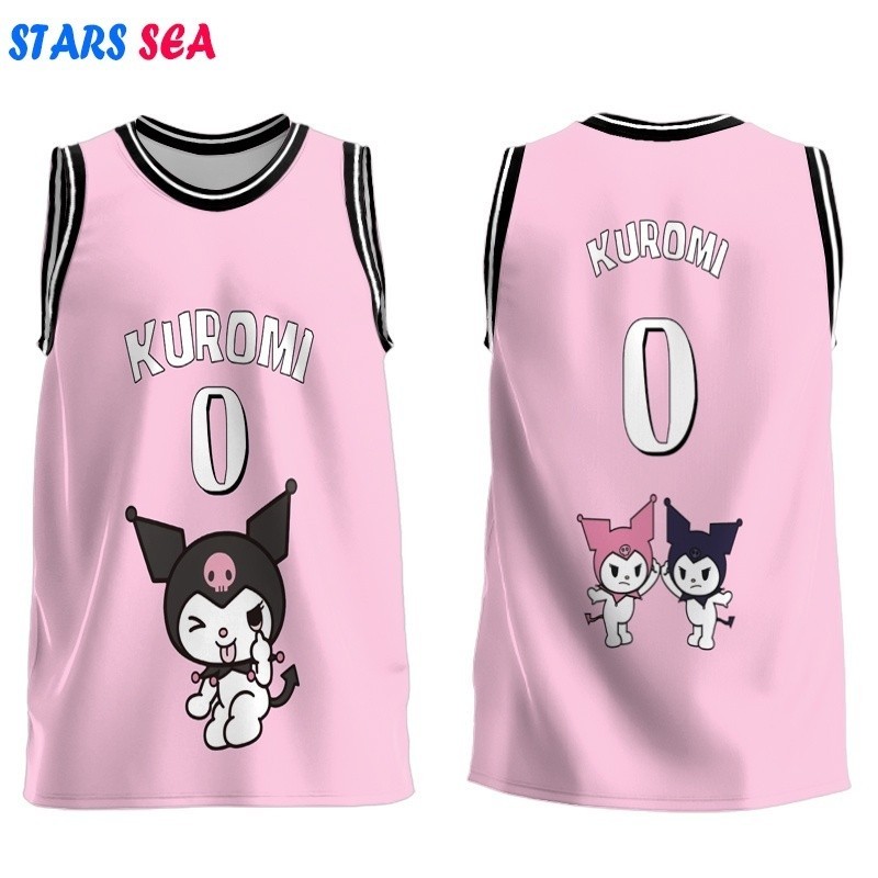 ชุดบาสเก ็ ตบอล เสื ้ อกั ๊ ก Kuromi Sanrio น ่ ารัก