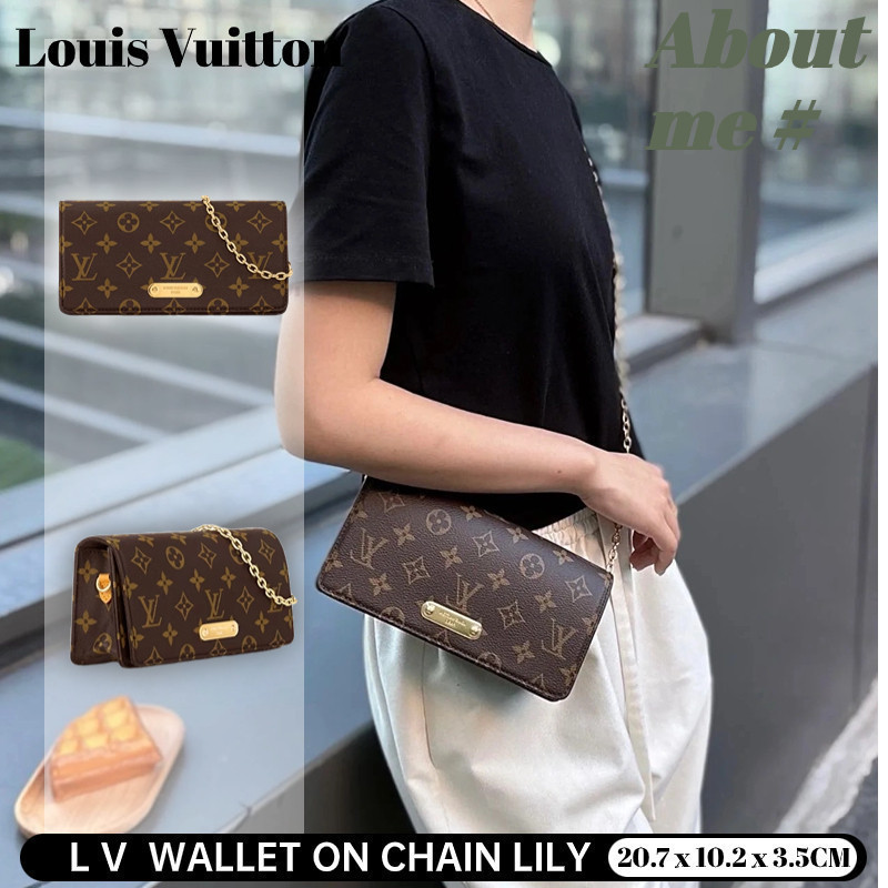 กระเป ๋ า LV Louis Vuitton Wallet Chain Lily Women 's Shoulder DXDG